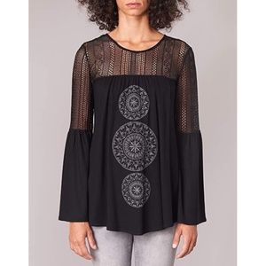 DESIGUAL Ts_neusifu Black Boho Mandala Top